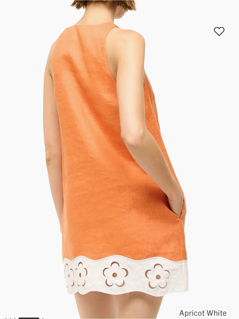 Staud Mika Floral Eyelet-Trimmed Linen Shift Minidress in Apricot White Size S - Picture 4 of 10